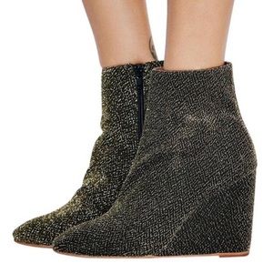 Free People Sparkle Wedge Booties